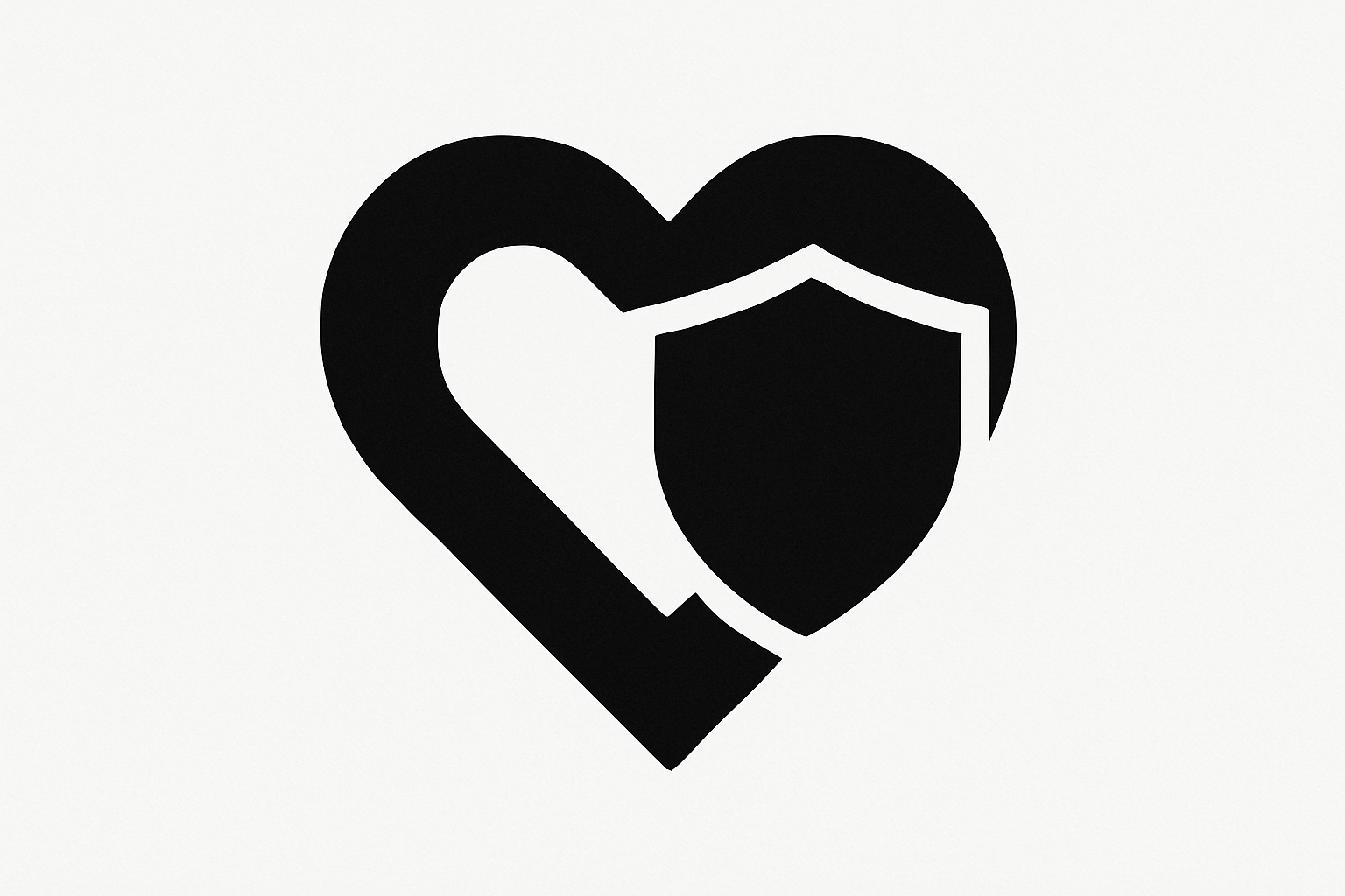 black color heart shape with sheild icon